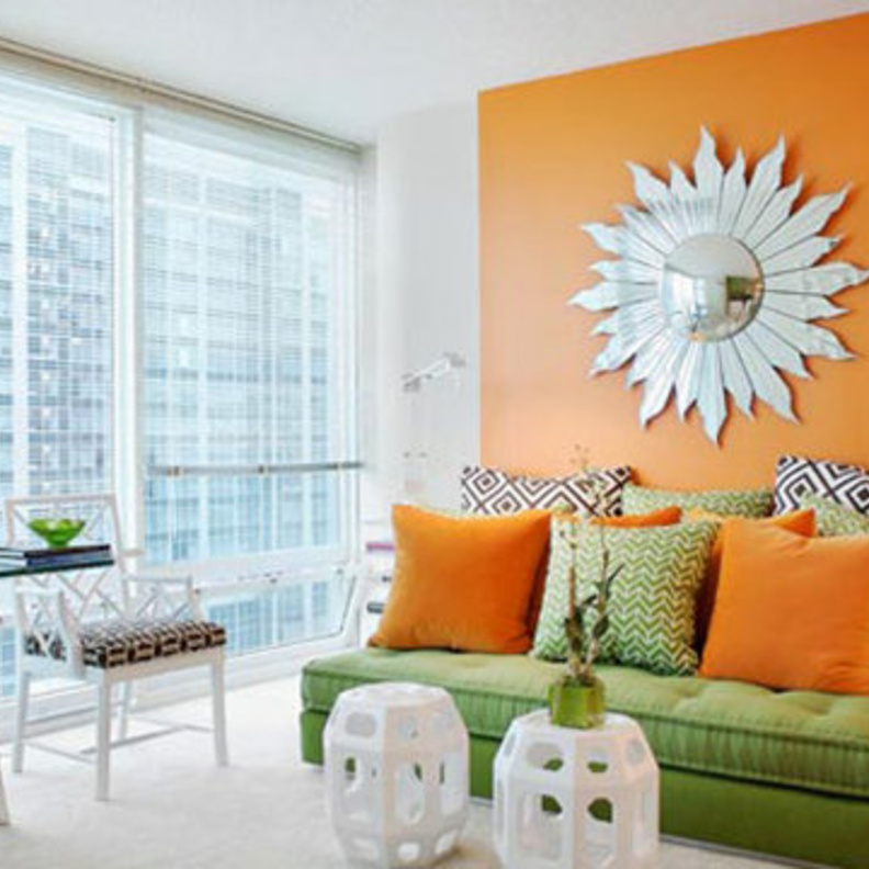 ألوان مبهجة لغرف الطعام والمعيشة  