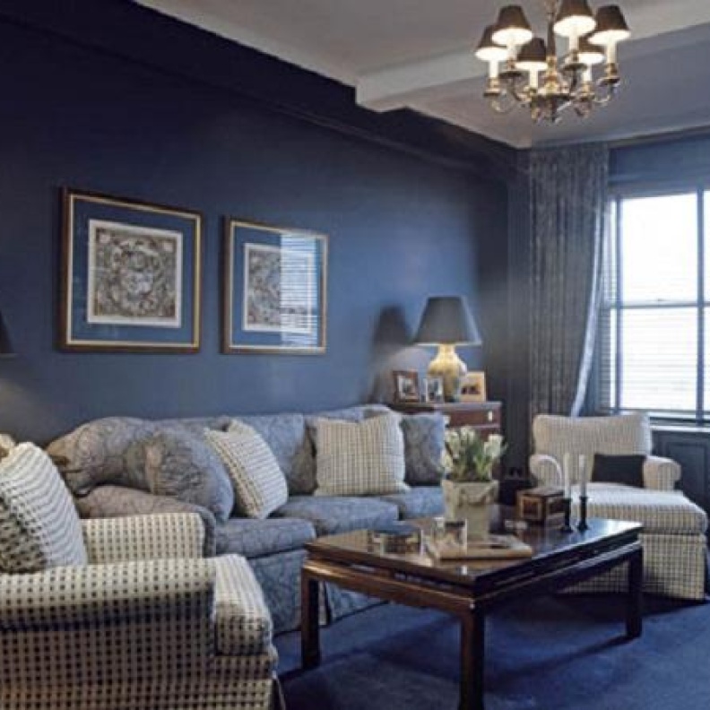 غرفة معيشة باللون البترولي