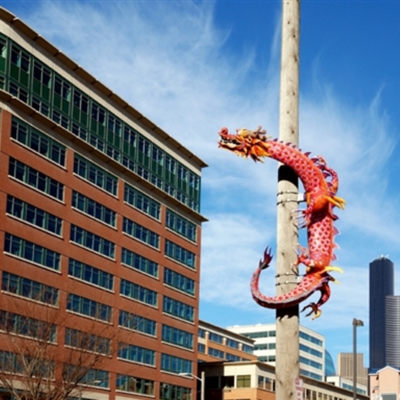 Chinese Dragon Guarding Downtown