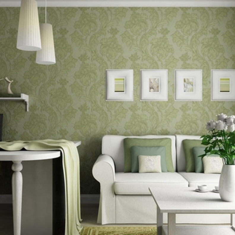 غرفة معيشة وغرفة طعام باللون الزيتي الفاتح