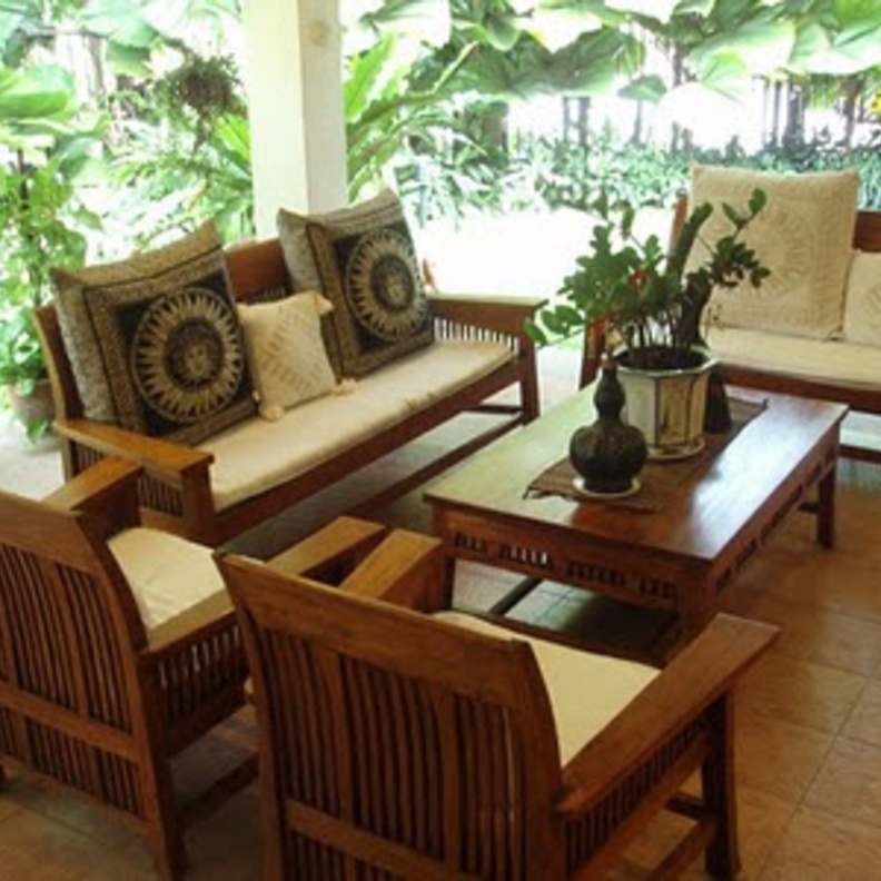 غرفة جلوس Teak بأثاث أنيق وفخم من الخشب الرائ