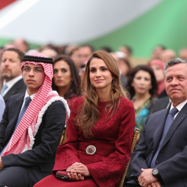 الملك عبدالله الثاني والملكة رانيا والأمير الحسين بن عبدالله والأميرة إيمان
