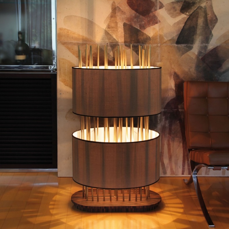 Soho مصباح Oval M المبينة في خشب الورد المصنوعة من المواد المختلفة