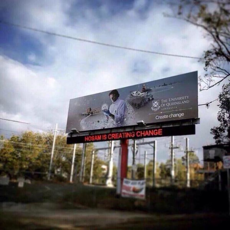 حسام يصنع التغيير لوحة الجامعة الاسترالية على الطريق