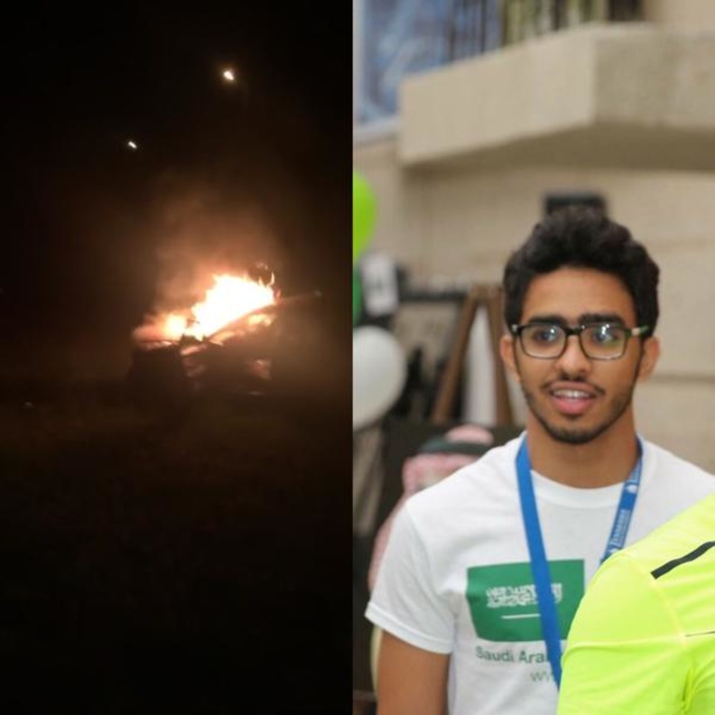 المبتعث عبدالله الحربي وصورة احتراق السيارة 