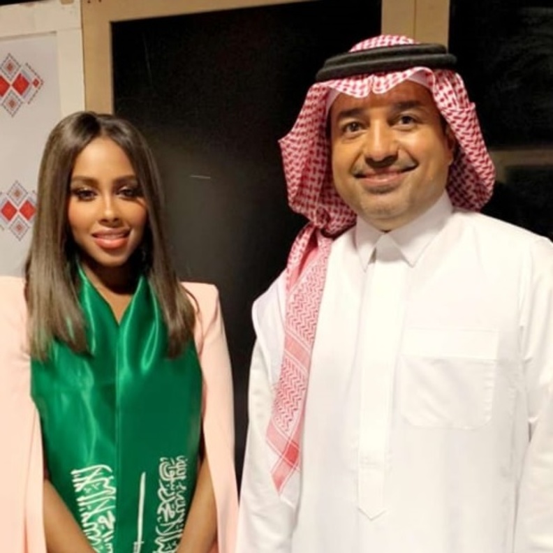 داليا مبارك وراشد الماجد في كواليس حفل "ليلة وطن"