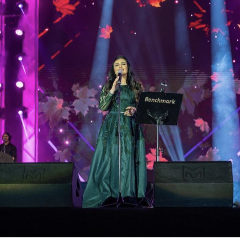 أصيل هميم اختارت فستان باللون الاخضر في حفل اليوم الوطني السعودي- صورة من ستوري حسابها على انستغرام