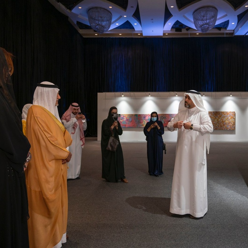 الأمير تركي الفيصل والأميرة لمياء بنت ماجد في افتتاح معرض موسم الفن - المصدر مونو جاليري
