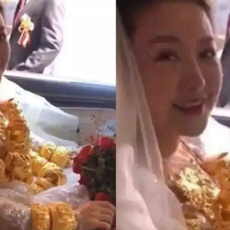 عروس صينية ترتدي ذهبًا بوزن 60 كجم في زفافها