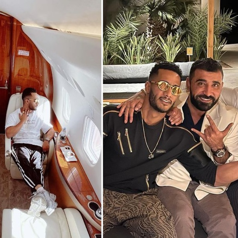 محمد رمضان يستعرض مجدداً رفاهيته في الطائرة ويصالح أحمد الفيشاوي في الجونة