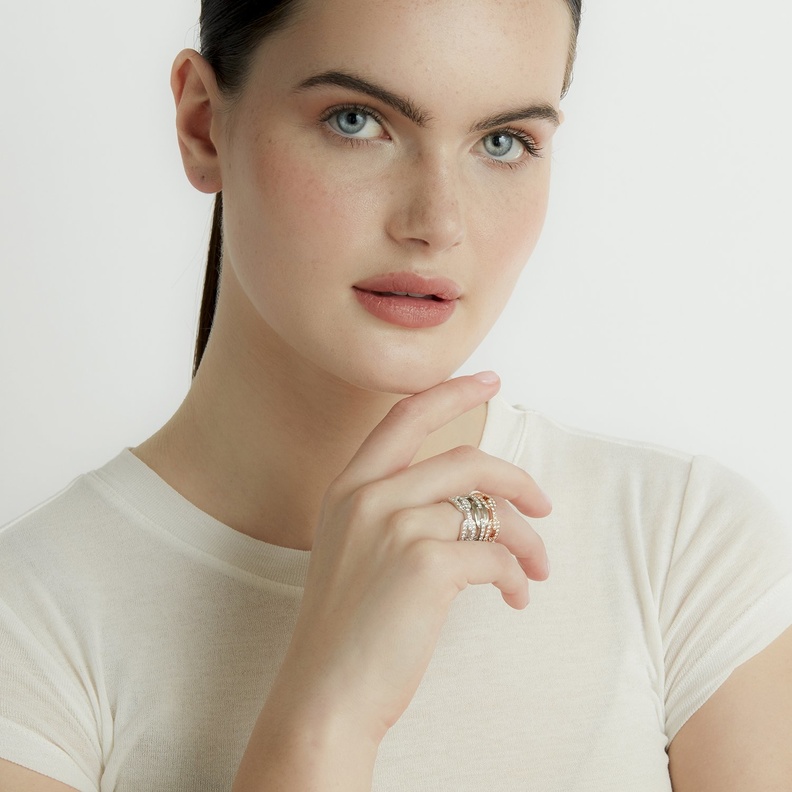 خاتم الماس والسيراميك الأبيض من شاي SHAY