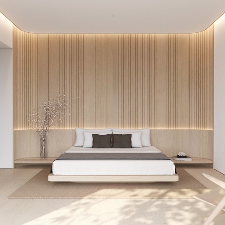 minimalist ديكور رائع من الخشب لغرفة نوم