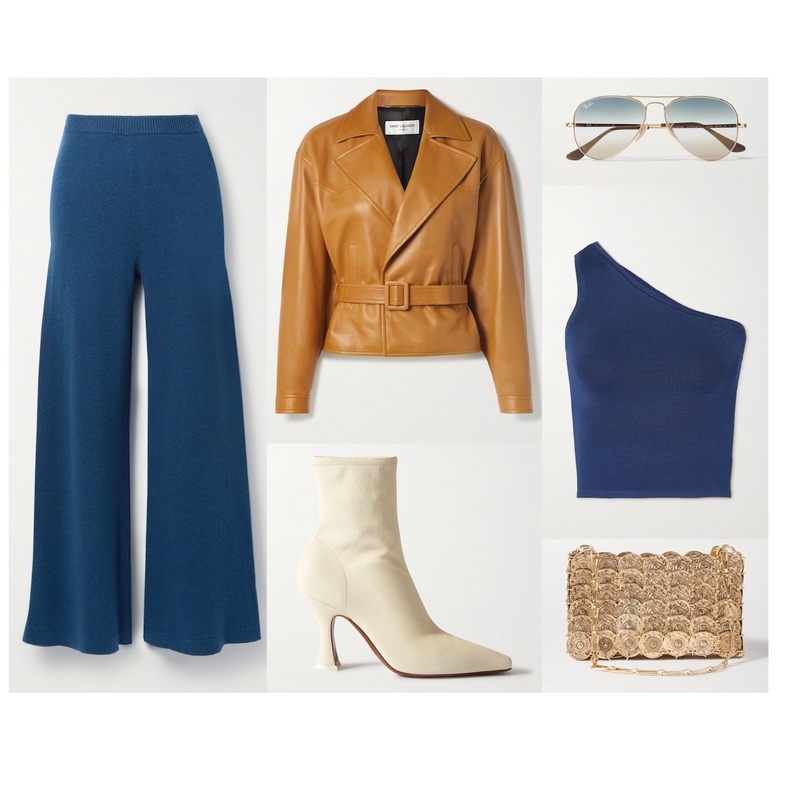 ستايل شبابي بالجاكيت الجلد القصير مع التنورة الطويلة