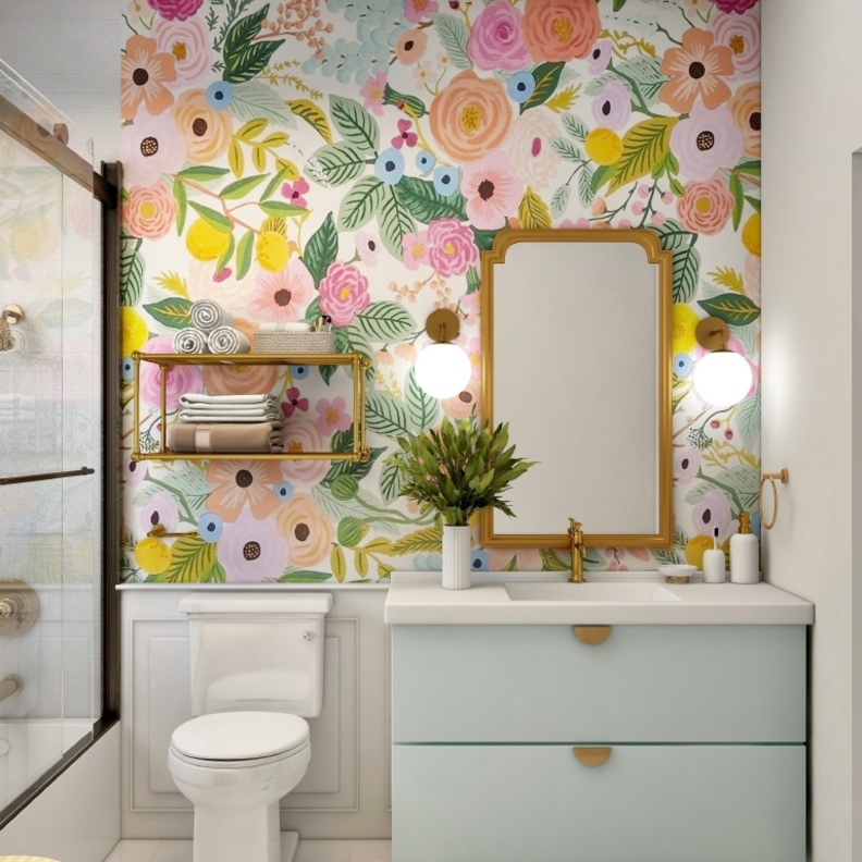 جدار مزهر يغني ديكور الحمام