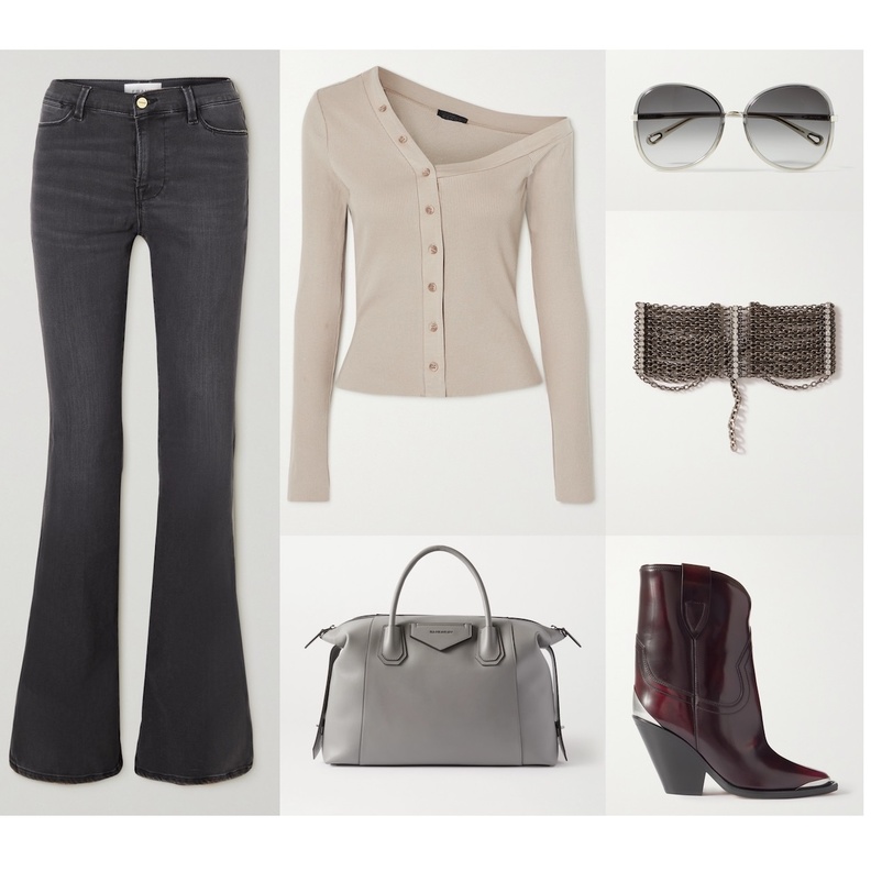 اطلالة عمليّة ومريحة بألوان أنيقة بالجينز الرمادي