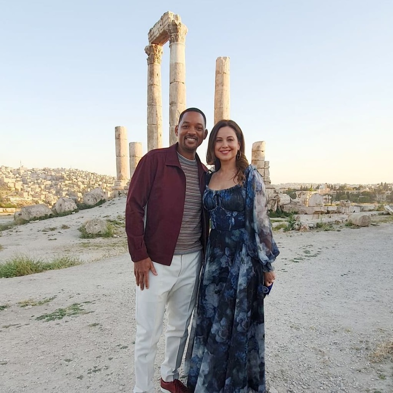 ويل سميث مع ريا أبي راشد بالتزامن مع العرض الخاص لفيلم "الملك ريتشارد" في دبي