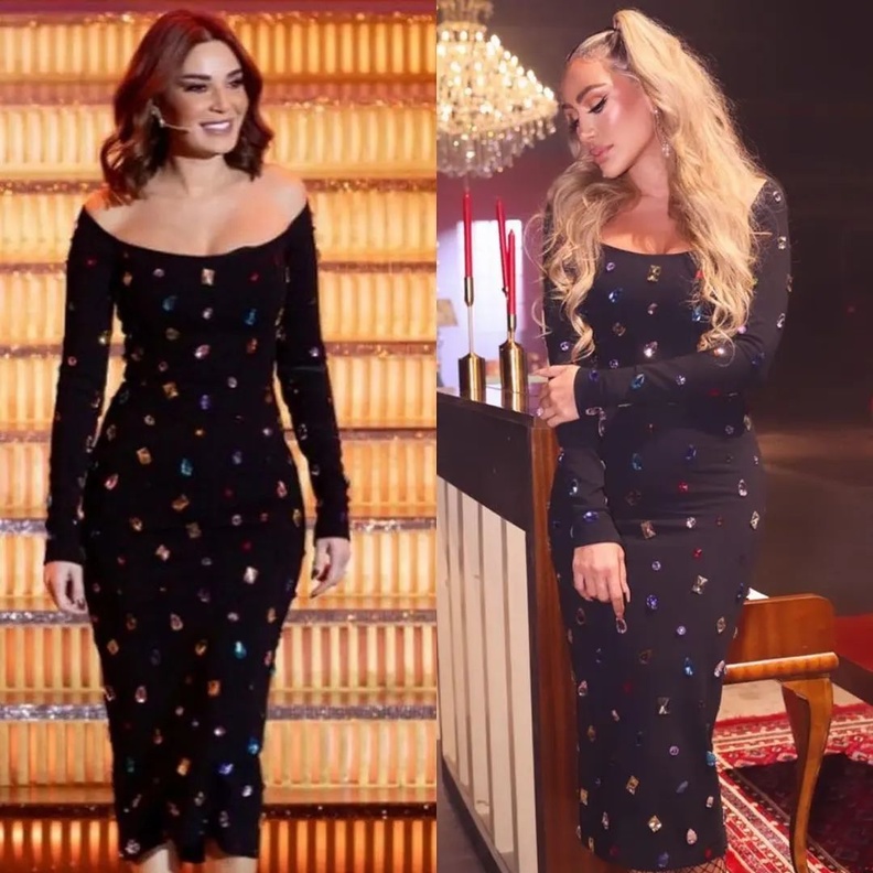 مايا دياب وسيرين عبد النور ترتديان نفس الفستان والحذاء