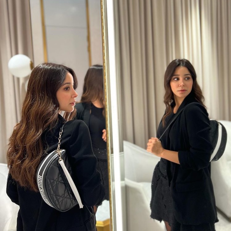 إطلالات أسيل عمران بالأسود بلوك كامل من دار Christian Dior العالمية