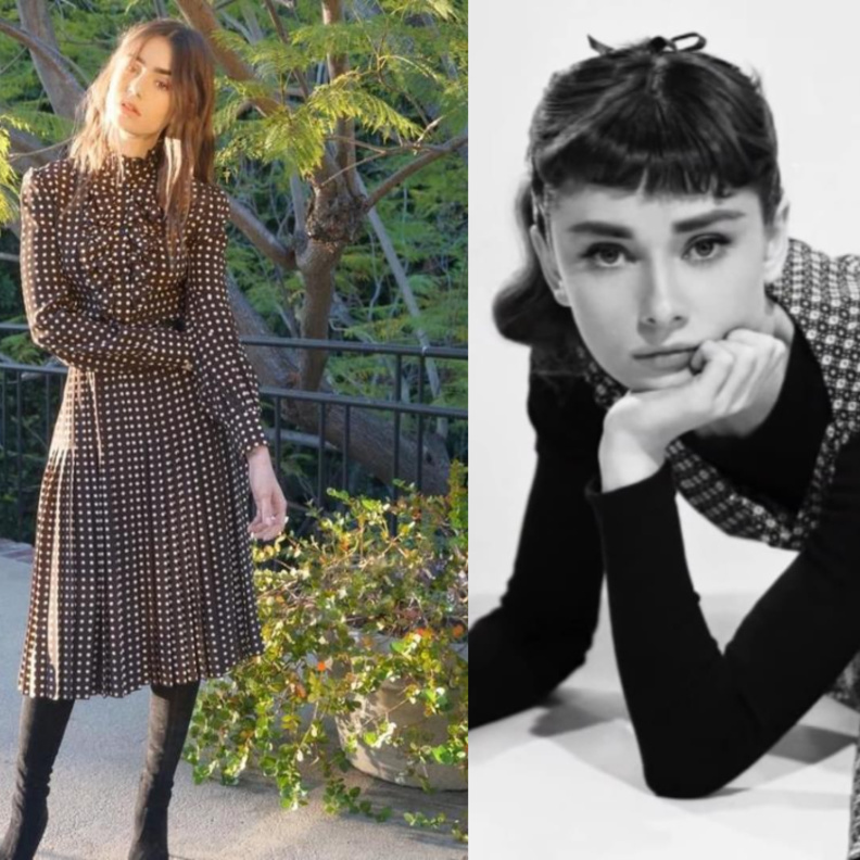 تشابه ستايل ليلي كولينز وأودري هيبورن