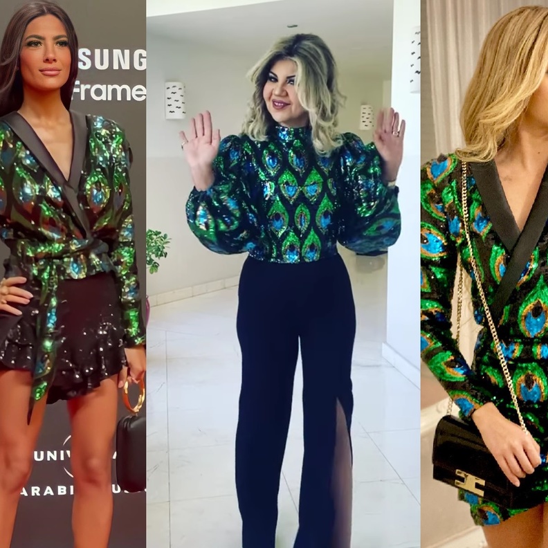 هنا الزاهد وهدى المفتي تسبقان بوسي شلبي في الظهور بنقشة الطاووس الشهيرة 