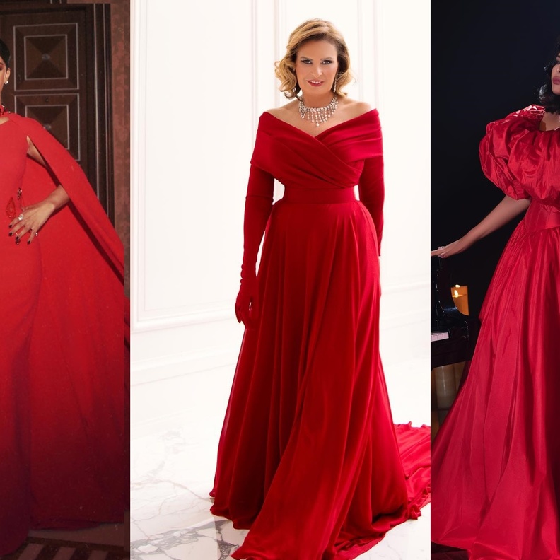 النجمات بفساتين حمراء 