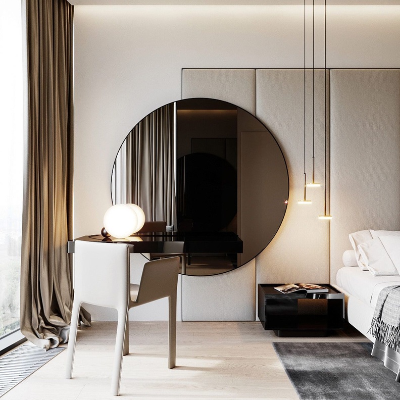 المرايا الجانبية لديكور غرفة نوم صحية