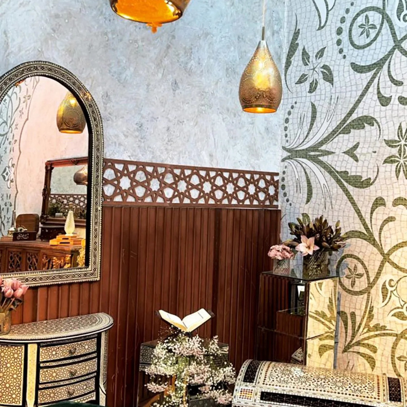 ديكورات بلمسة تراثية سورية في حفل زفاف شام الذهبي