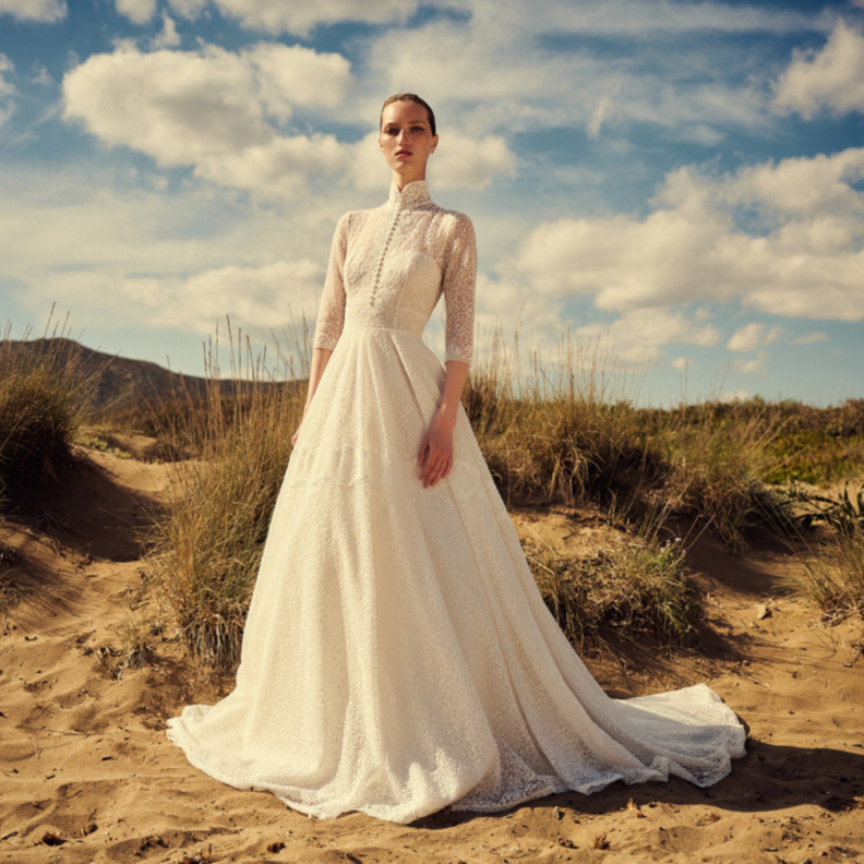 فساتين زفاف مع ياقة عالية@costarellos