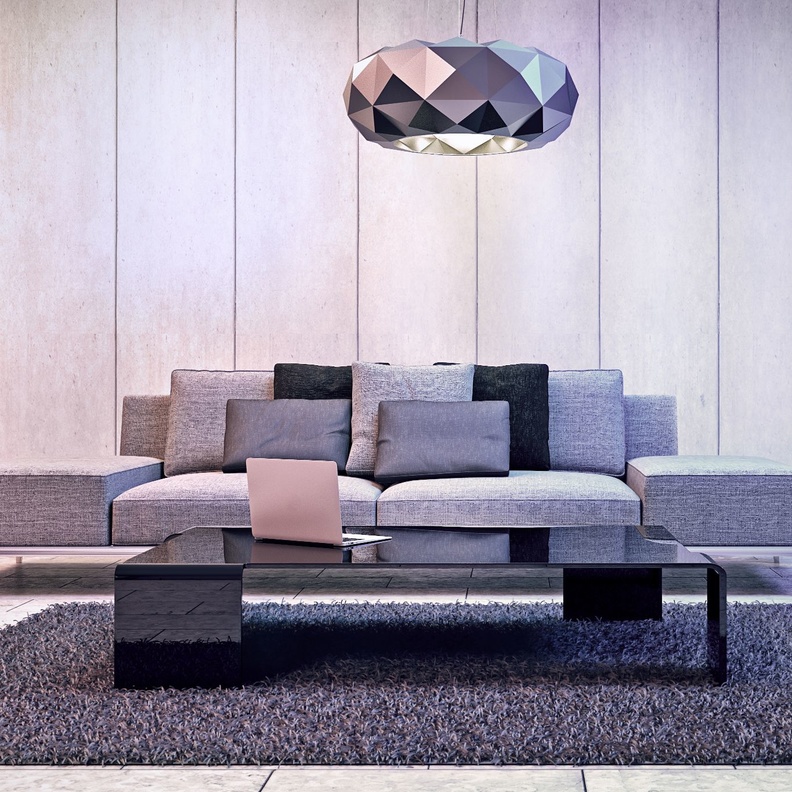 جهاز إنارة فضي لغرف المعيشة