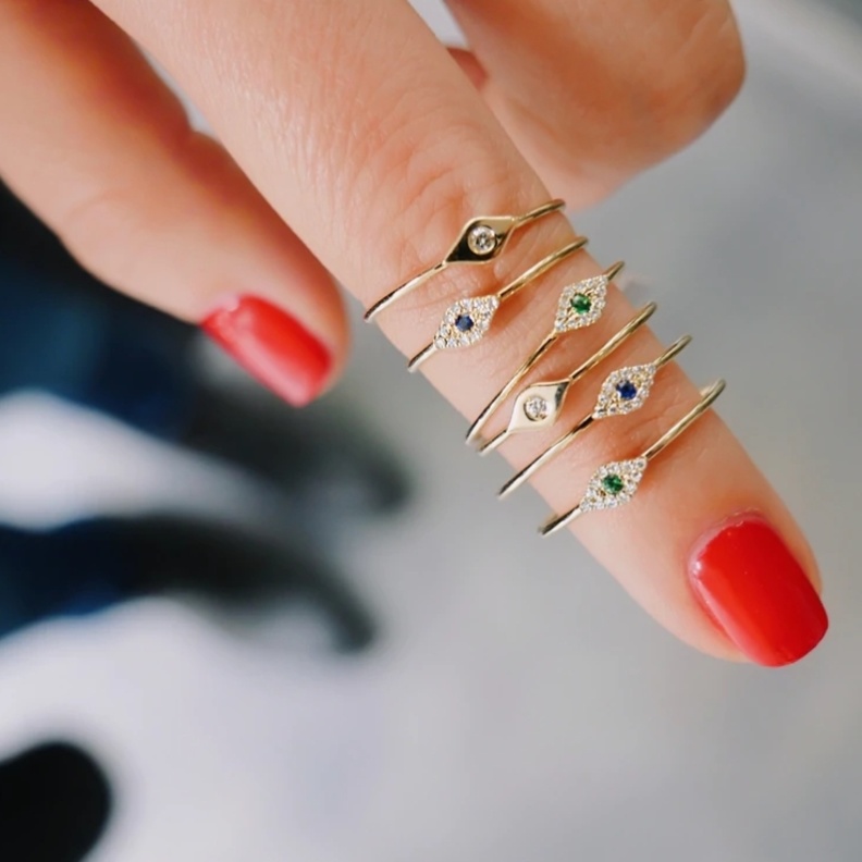 خاتم Diamond Mini Evil Eye من EF COLLECTION jewelry