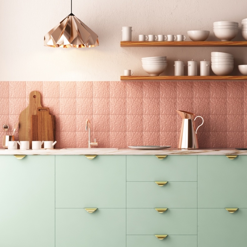 خزائن من اللون الأخضر الفاتح لديكورات مطبخ 2022