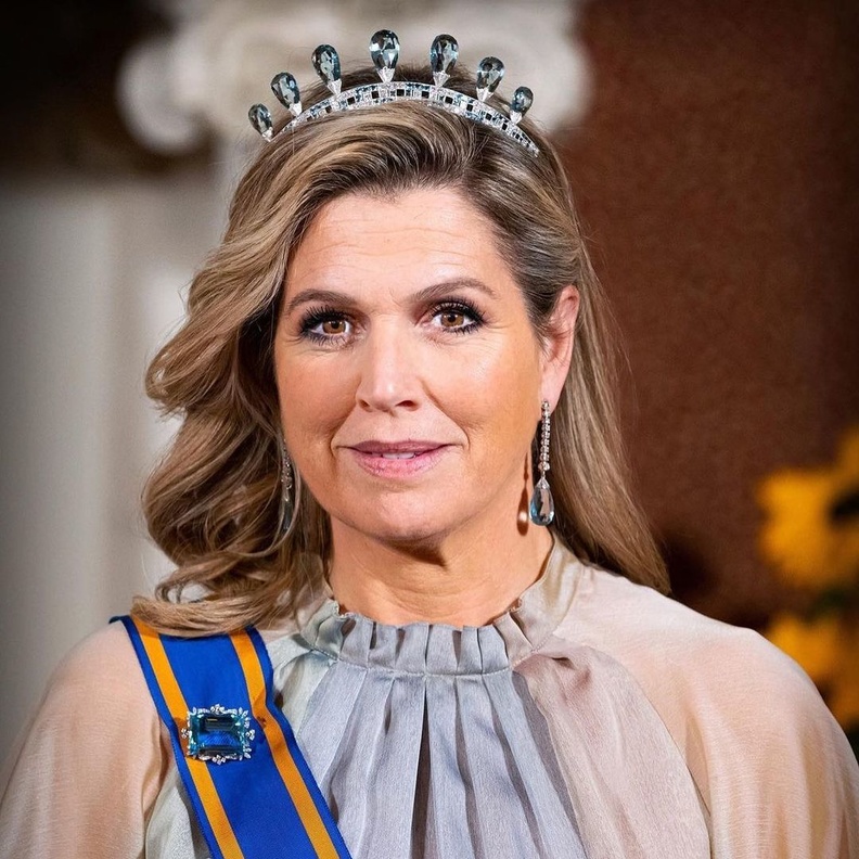 الملكة ماكسيما تتألق بتاج  Aquamarine Parure Tiara