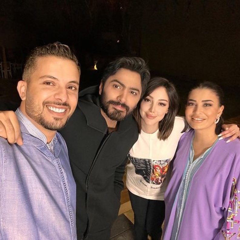 حاتم عمور وزوجته وتامر حسني وزوجته