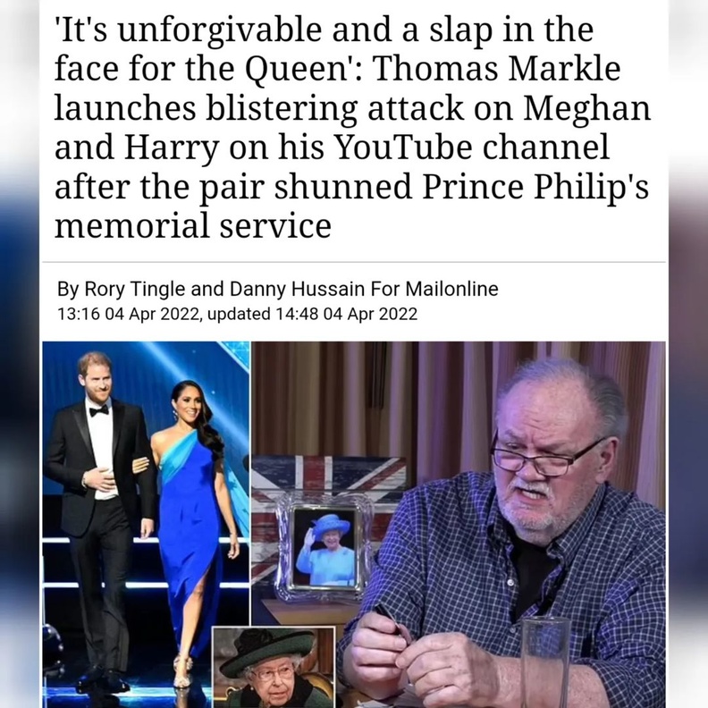 توماس ماركل ينتقد ميغان هاري لقيامهما بتجاهل حضور حفل تأبين الأمير فيليب