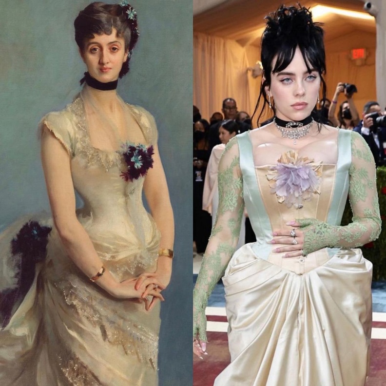 إطلالة بيلي إيليش من غوتشي مستوحاة من لوحة John Singer Sargent لـMadame Paul Poirson