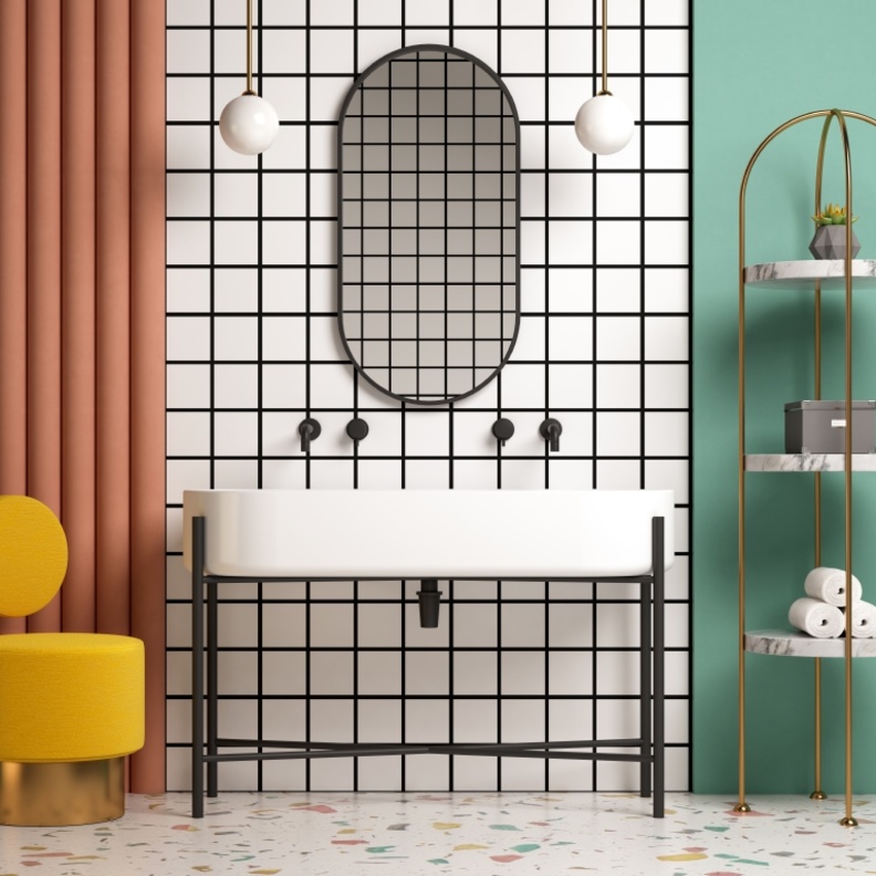 تصاميم جدران حمام عصرية وملونة