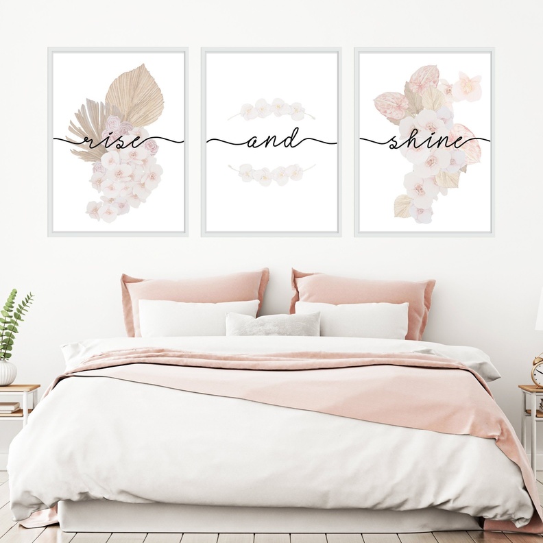 لوحات فنية بدرجات الباستيل لغرف نوم أنيقة ومريحة