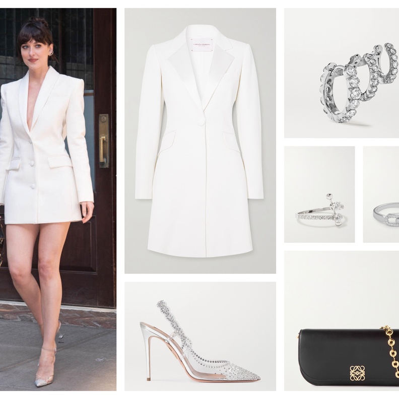 احصلي على إطلالة داكوتا جونسون بالفستان الأبيض القصير