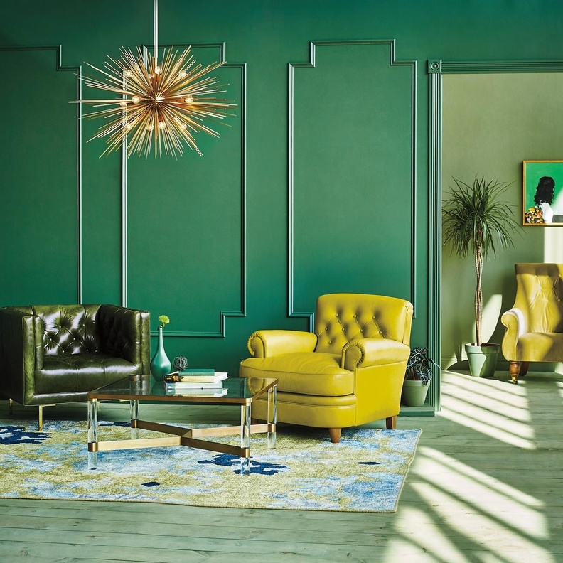 الجمع بين الأصفر والأخضو في الديكور