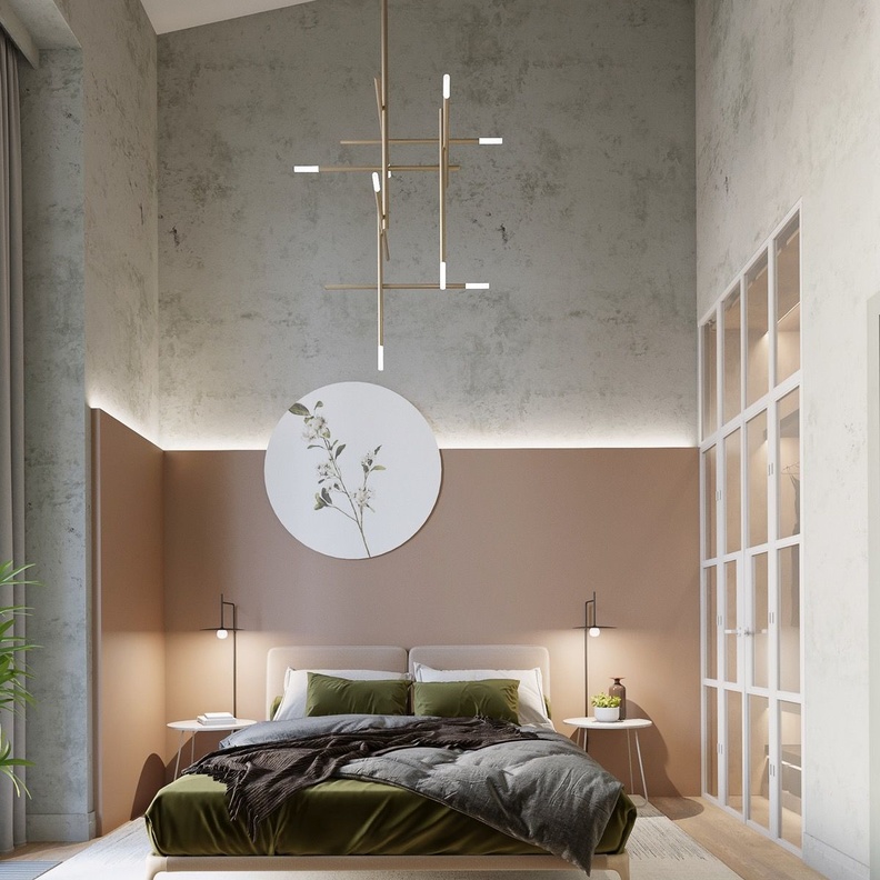 السرير المرتفع لديكورات غرف نوم تسري فيها الطاقة الإيجابية بسلاسة