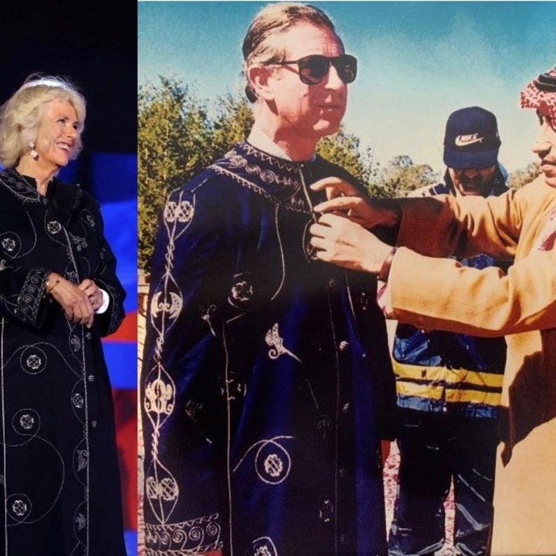 صور إطلالة كاميلا المتألقة بالدقلة السعودية هدية للأمير تشارلز من مصمم أزياء سعودي