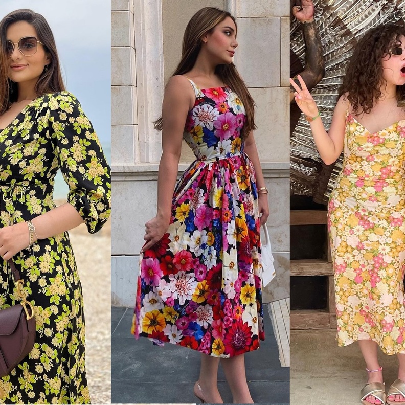 النجمات الشابات بفساتين مطبعة بالورود 