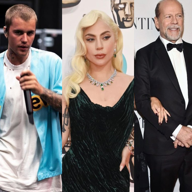 بروس ويليس وليدي جاجا وجاستين بيبر