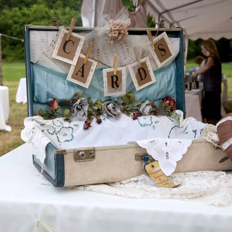 أفكار رائعة لديكور حفلات الزفاف بحقائب السفر