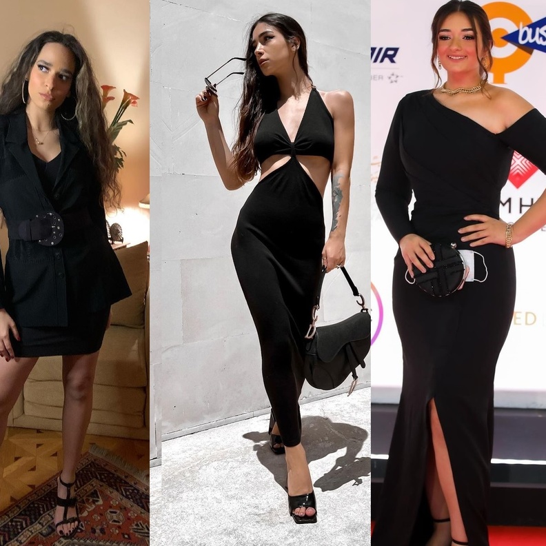 اطلالات بنات النجوم باللون الاسود 