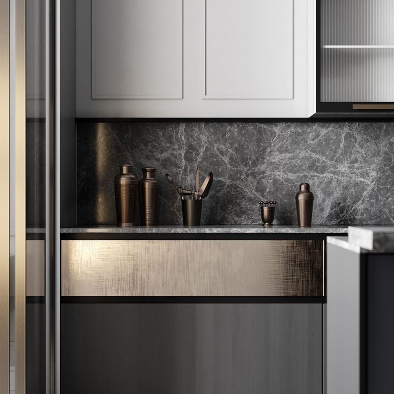 إضافة صغيرة من المعدن لمطبخ عصري