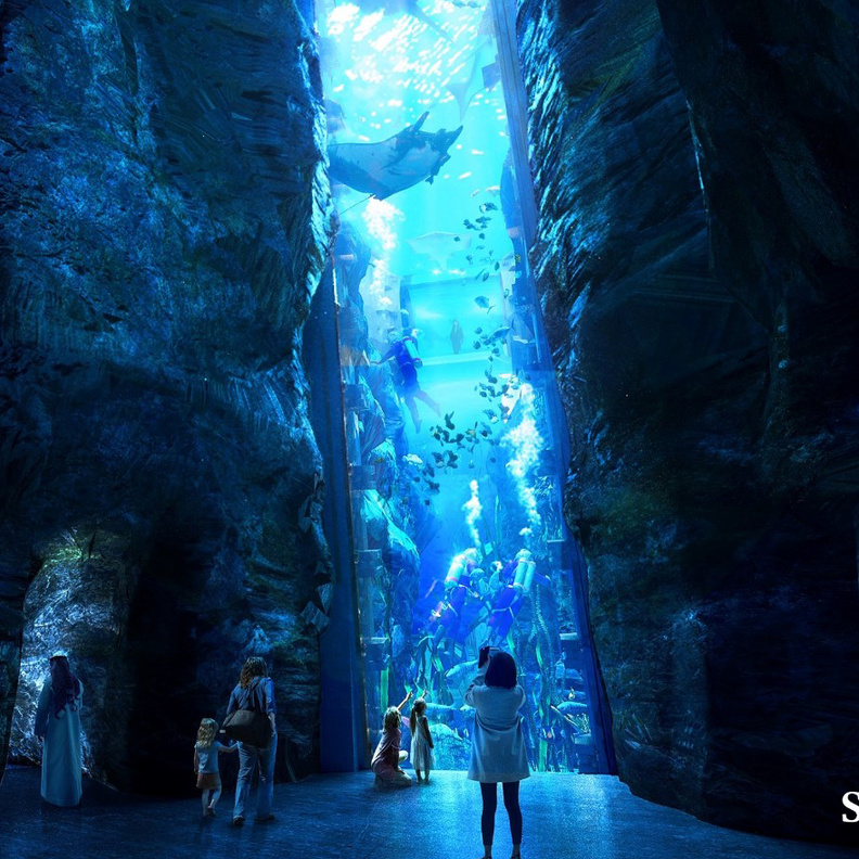 معلومات عن أكبر حوض مائي ومدينة ترفيهية للأحياء المائية في العالم سي وورلد أبوظبي