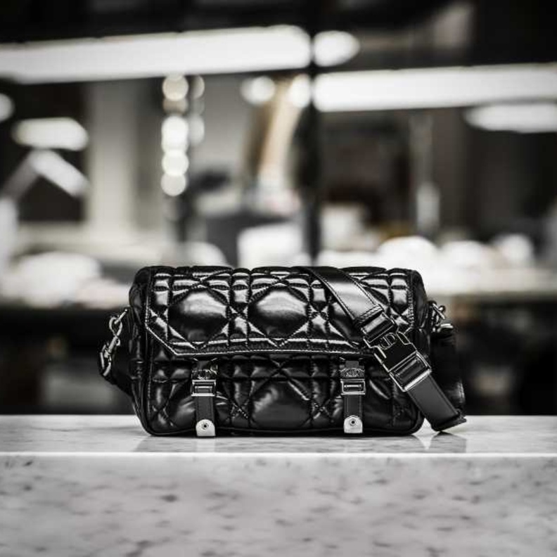 ديور تقدّم المهارة الحرفيّة وراء حقيبة DiorCamp بنمط كاناج الضخم ماكرو المضرّب والمنتفخ