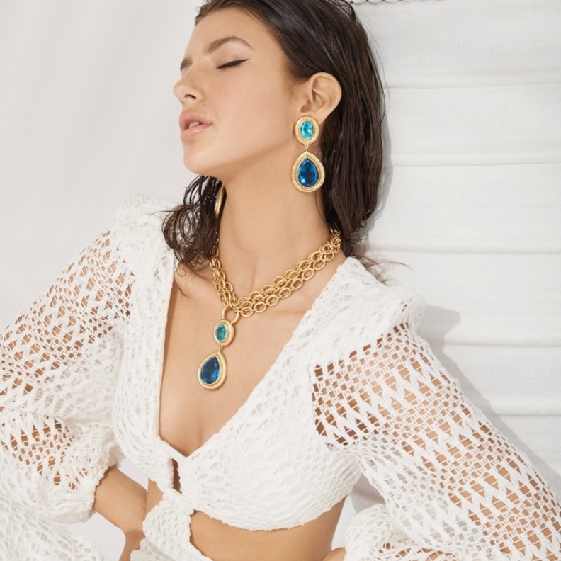 اقراط Santorini Topaz Quartz & Sapphire من VALÉRE