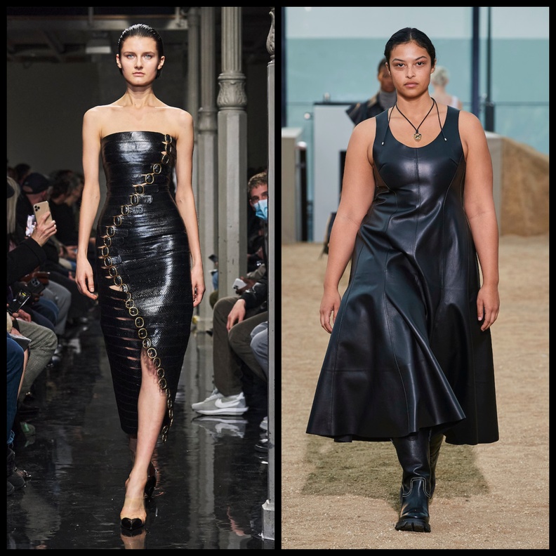 فساتين جلد أنيقة للنساء الممتلئات والنحيلات من مجموعات خريف 2023